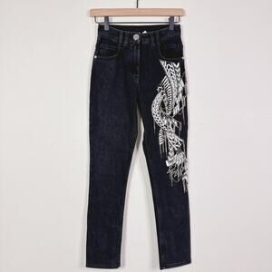 Balmain Paris Embellished Black Skinny Jeans Size FR 34 NWT Glam Beaded Chains